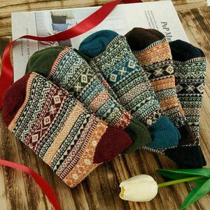 5 pr "Arne"  Nordic Winter Socks Cotton Blend Multi-Color Unisex Bundle